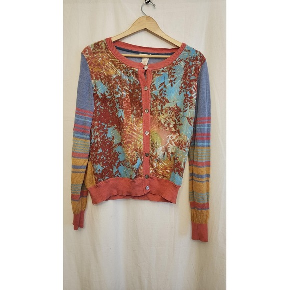 Sundance Sweaters - Sundance Cardigan Sweater Womens L Multi Silk Front Floral Lightweight Knit Boho
